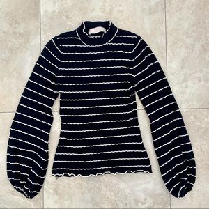KEEPSAKE Striped Bubble Balloon Sleeve Top